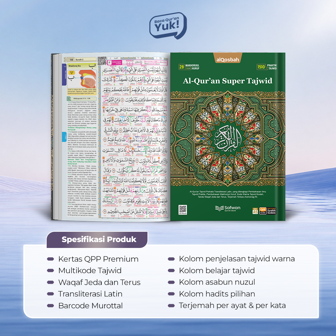 Al Quran 30 Juz Belajar Tajwid Warna Latin dan Terjemah Tematik Super Tajwid Ukuran Besar A4